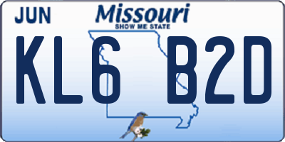 MO license plate KL6B2D