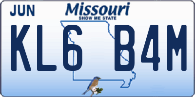 MO license plate KL6B4M