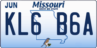 MO license plate KL6B6A