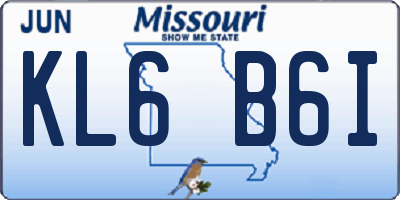 MO license plate KL6B6I