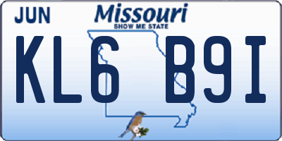 MO license plate KL6B9I
