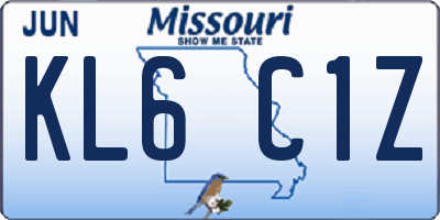 MO license plate KL6C1Z