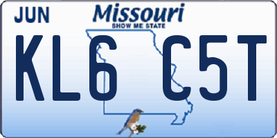 MO license plate KL6C5T