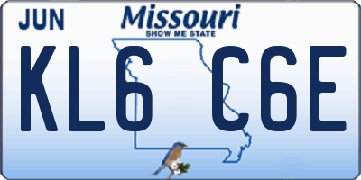 MO license plate KL6C6E