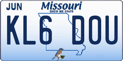 MO license plate KL6D0U