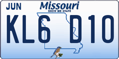 MO license plate KL6D1O