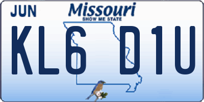 MO license plate KL6D1U