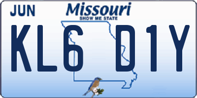 MO license plate KL6D1Y