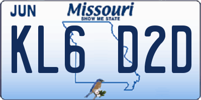 MO license plate KL6D2D