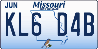 MO license plate KL6D4B