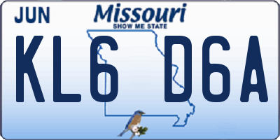 MO license plate KL6D6A