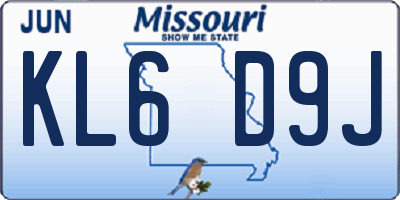 MO license plate KL6D9J