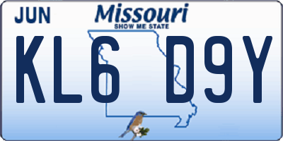 MO license plate KL6D9Y