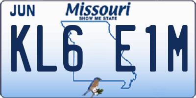 MO license plate KL6E1M