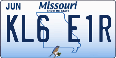 MO license plate KL6E1R