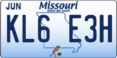 MO license plate KL6E3H
