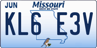 MO license plate KL6E3V