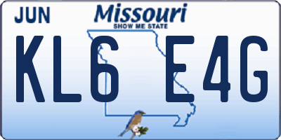 MO license plate KL6E4G