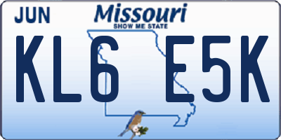 MO license plate KL6E5K