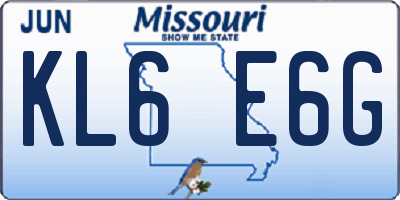 MO license plate KL6E6G