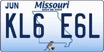 MO license plate KL6E6L