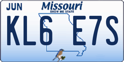 MO license plate KL6E7S