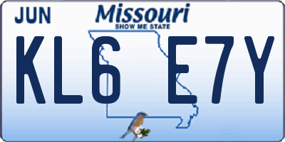 MO license plate KL6E7Y