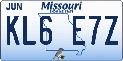 MO license plate KL6E7Z
