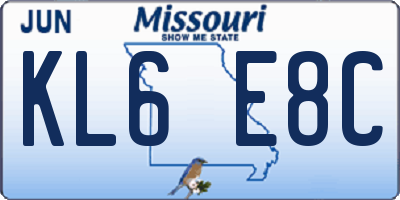 MO license plate KL6E8C