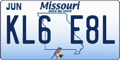 MO license plate KL6E8L