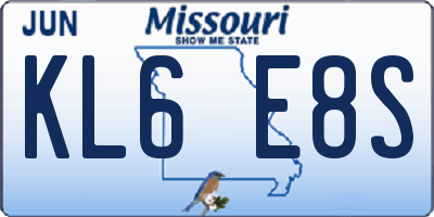MO license plate KL6E8S