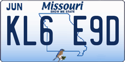 MO license plate KL6E9D