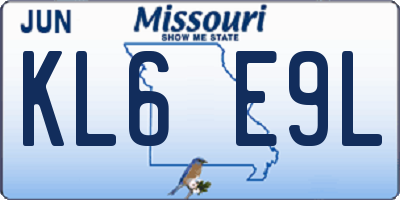 MO license plate KL6E9L
