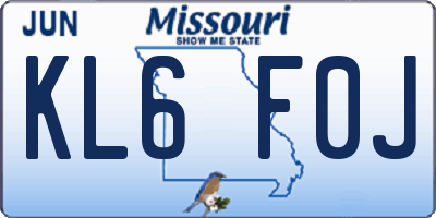MO license plate KL6F0J