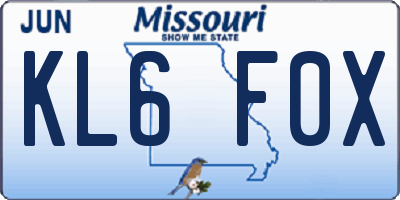 MO license plate KL6F0X