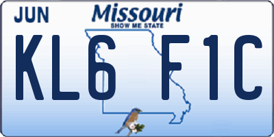 MO license plate KL6F1C