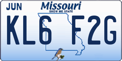 MO license plate KL6F2G