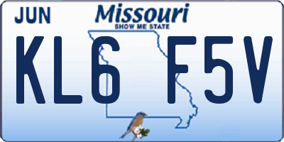 MO license plate KL6F5V