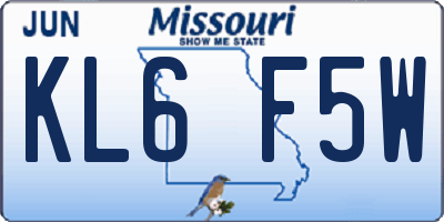 MO license plate KL6F5W