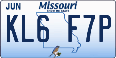 MO license plate KL6F7P