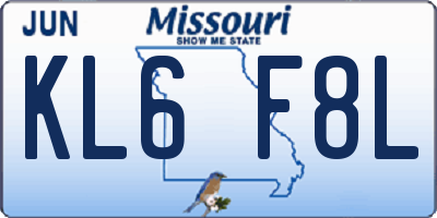 MO license plate KL6F8L