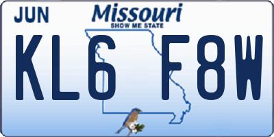 MO license plate KL6F8W