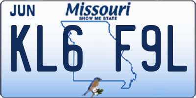MO license plate KL6F9L