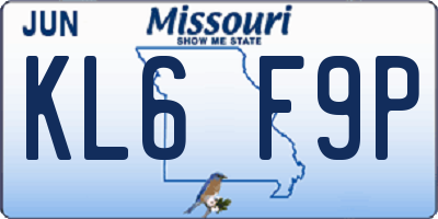 MO license plate KL6F9P