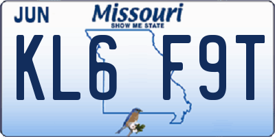 MO license plate KL6F9T