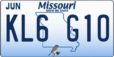 MO license plate KL6G1O