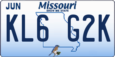 MO license plate KL6G2K
