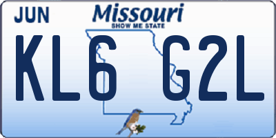MO license plate KL6G2L