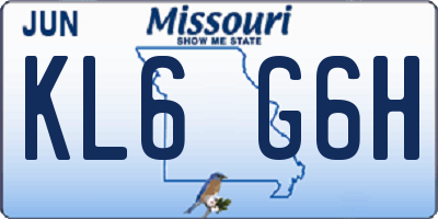 MO license plate KL6G6H