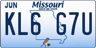 MO license plate KL6G7U